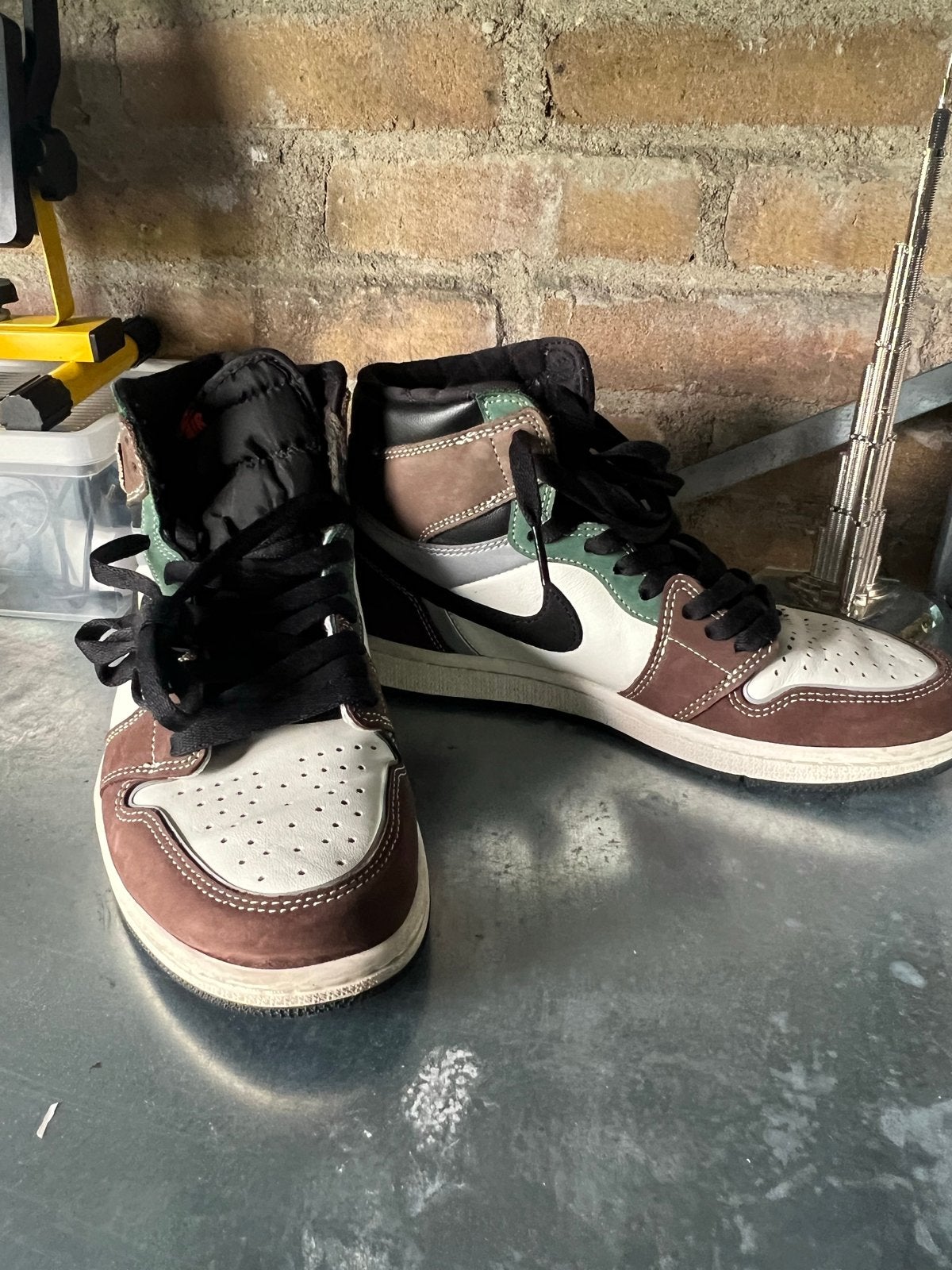 Nike Air Jordan 1 Mid SE Craft - Bruin/Groen/maat 41, Ophalen of Verzenden, Gedragen, Bruin, Sneakers of Gympen