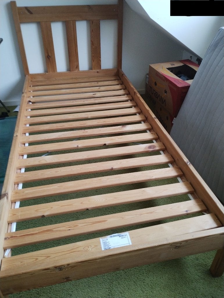 Ikea houten bedframe met lattenbodem 1 persoons, Ophalen, Gebruikt, 90 cm, 200 cm