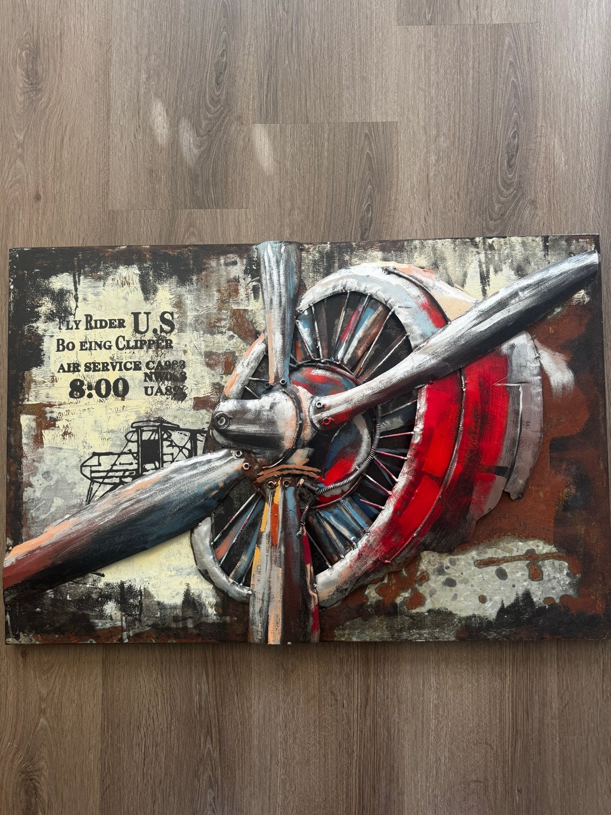 Uniek 3D Schilderij Vliegtuig Propeller - Industriële Kunst, Antiek en Kunst, Voertuigen, 3D-effect, Ophalen of Verzenden, Gemengde techniek
