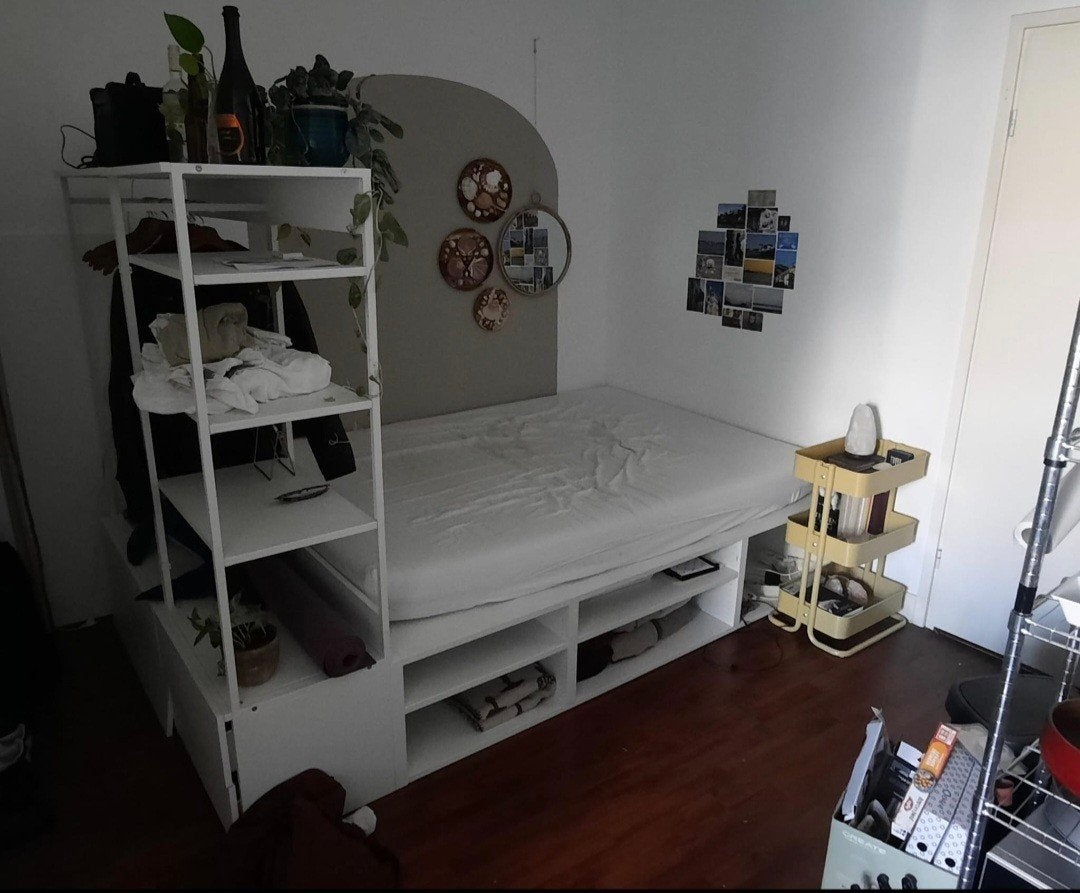 IKEA PLATSA Podiumbed 140x200 met kast & matras, Ophalen, Gebruikt, Wit, Tweepersoons