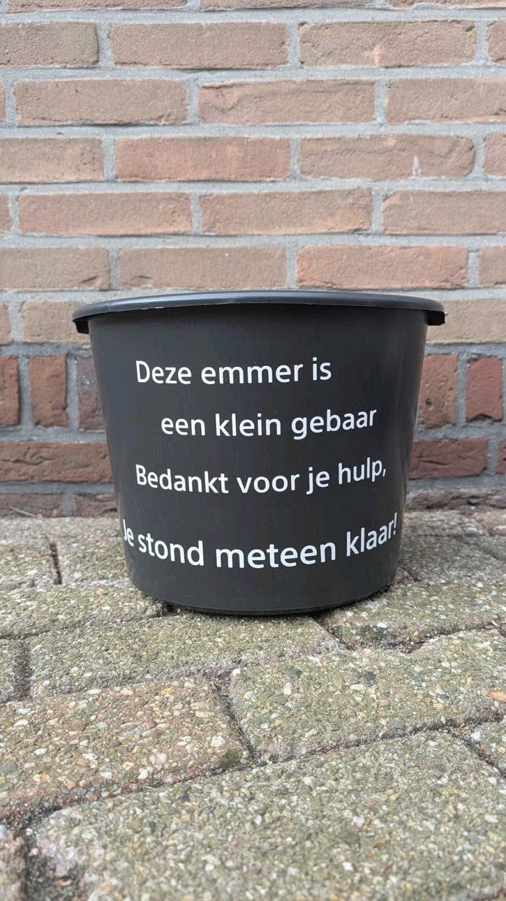 Leuke emmer met tekst, Huis en Inrichting, Ophalen of Verzenden, Nieuw, Kunststof, Met handgreep