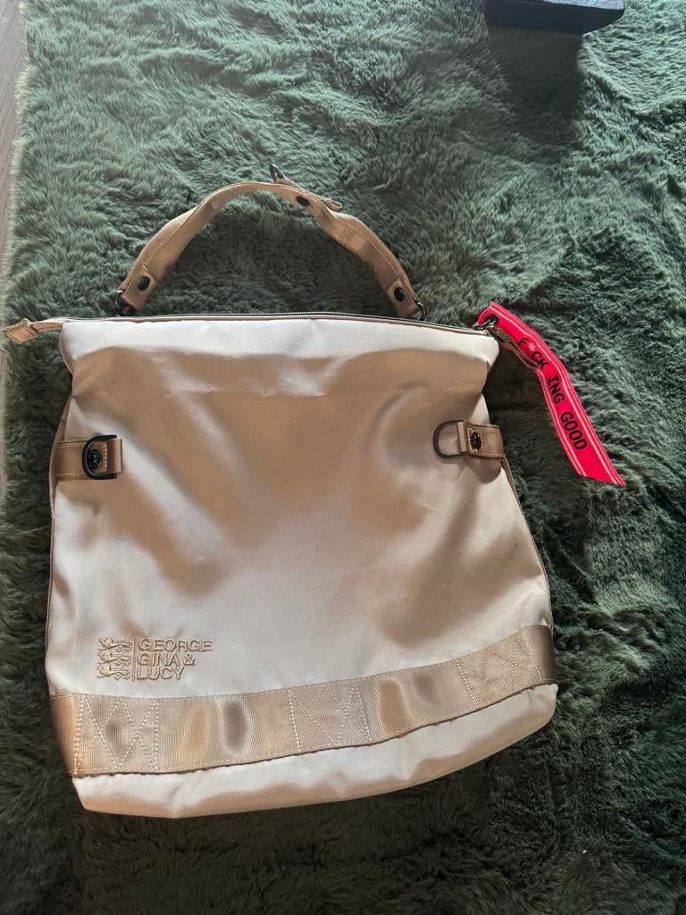 George Gina & Lucy "100 Peaches" Tas - Beige Nylon, Ophalen of Verzenden, Gebruikt, Beige, Schoudertasje