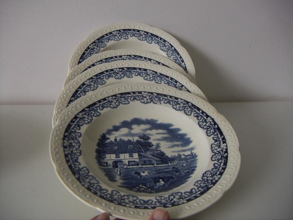 8 x Société Céramique borden jr.1940-1950. Boerenhoeve., Ophalen of Verzenden