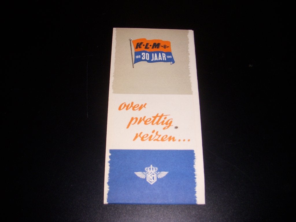Informatiefolder K.L.M 30 jaar 1919-1949 over prettig reizen, Ophalen of Verzenden, Zo goed als nieuw, Overige typen