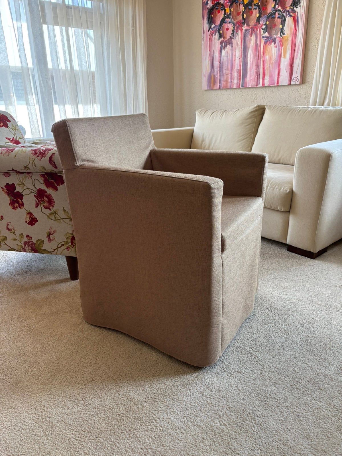 Eetkamerstoelen op wieltjes, Ophalen, Zo goed als nieuw, Stof, Vier