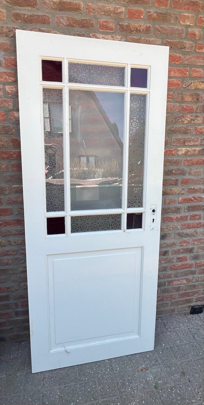 Houten binnendeur met glas - 196,5x82,5 cm, Doe-het-zelf en Verbouw, Deuren en Horren, Ophalen, Gebruikt, 80 tot 100 cm, Binnendeur