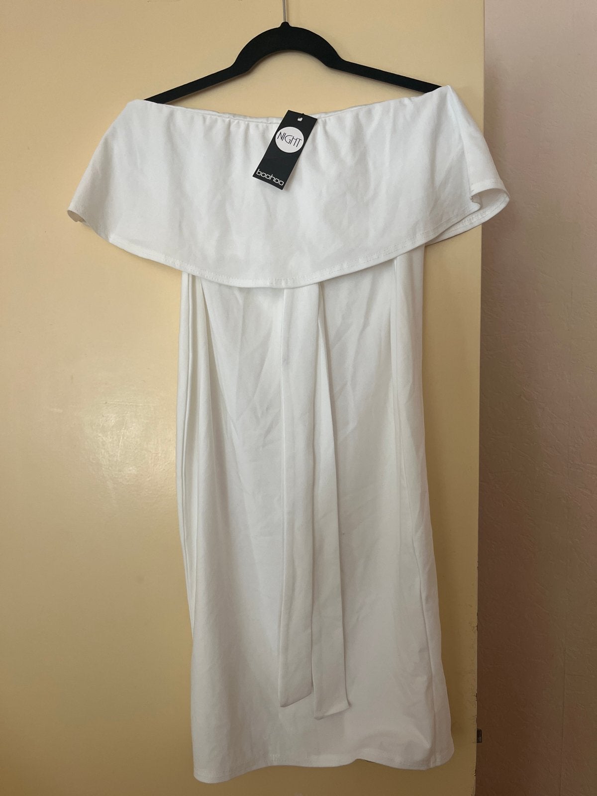 Nieuwe witte midi jurk maat 42 (valt als 38/40) met stretch, Maat 38/40 (M), Wit, Ophalen of Verzenden, Gedragen