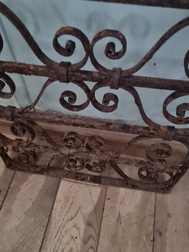 Antiek hand gesmeed ijzeren rek, hekwerk wanddecoratie, Ophalen of Verzenden