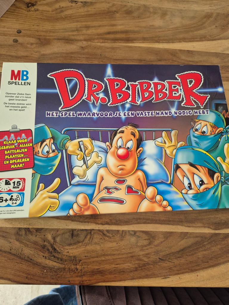 Dr. Bibber - Het spel waarbij je een vaste hand nodig hebt!, Drie of vier spelers, Ophalen of Verzenden, Gebruikt, MB Spellen