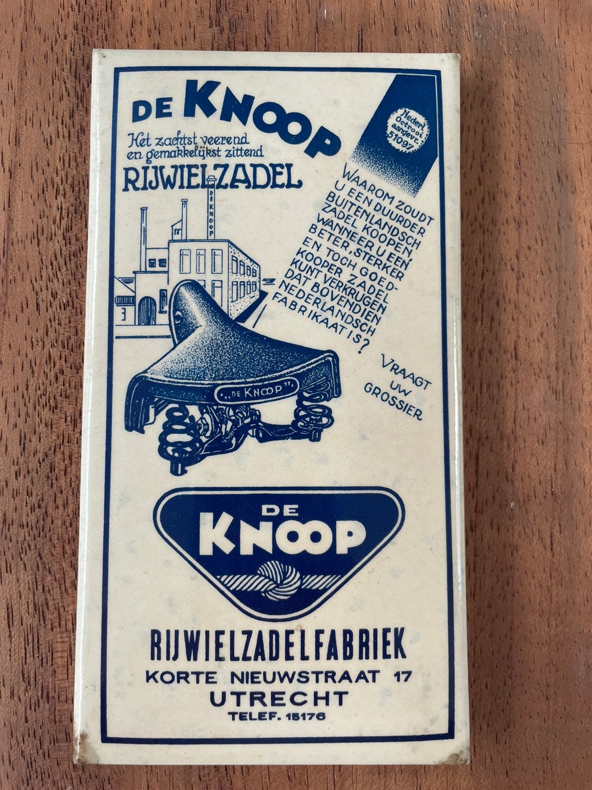 Reclame fietsenwinkel zadel de Knoop Utrecht, Antiek en Kunst, Verzenden