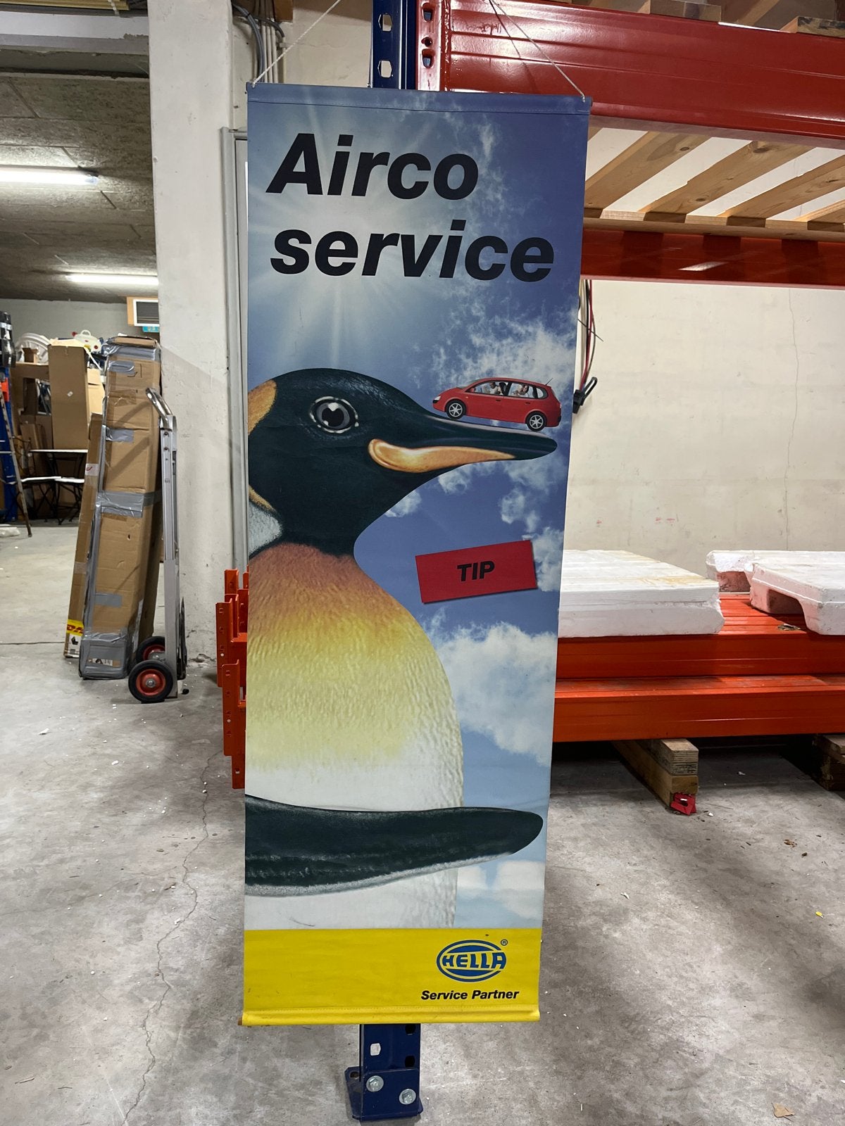 Hella Airco Service Banner Reclamedoek 2-zijdig 1.20x0.40m, ., Ophalen of Verzenden, Zo goed als nieuw, Hella
