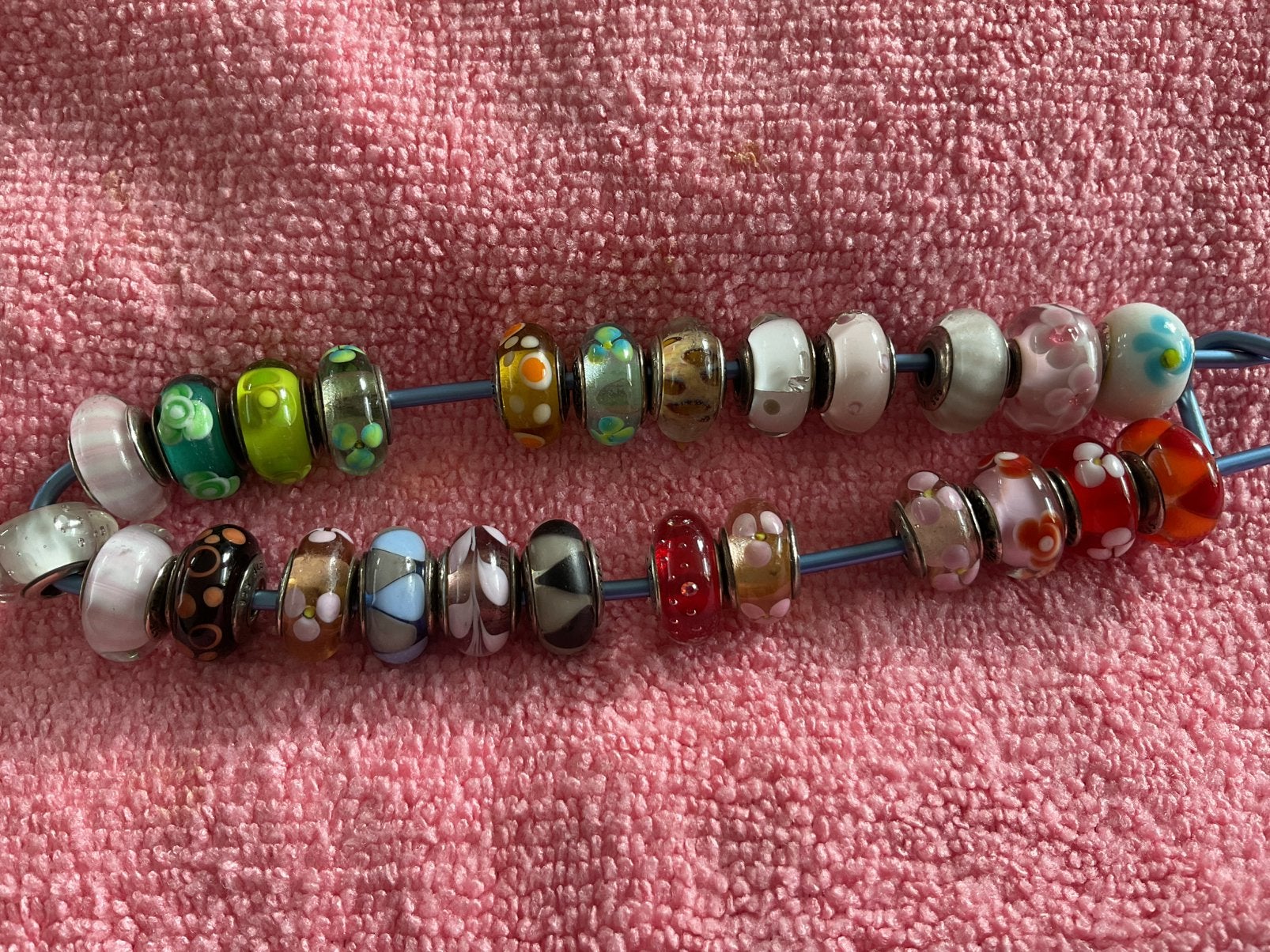 Pandora Glasbedels Prijs per stuk, Sieraden, Tassen en Uiterlijk, Ophalen of Verzenden, Zo goed als nieuw, Zilver, Pandora
