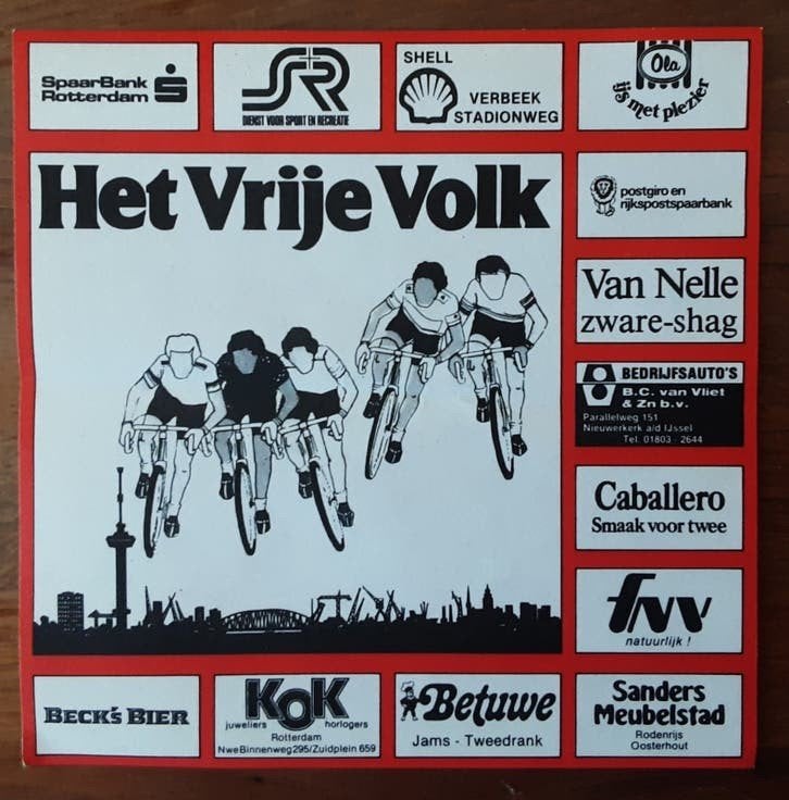 Het Vrije Volk Wielerkoers Sticker Vintage, Verzamelen, Ophalen of Verzenden, Nieuw