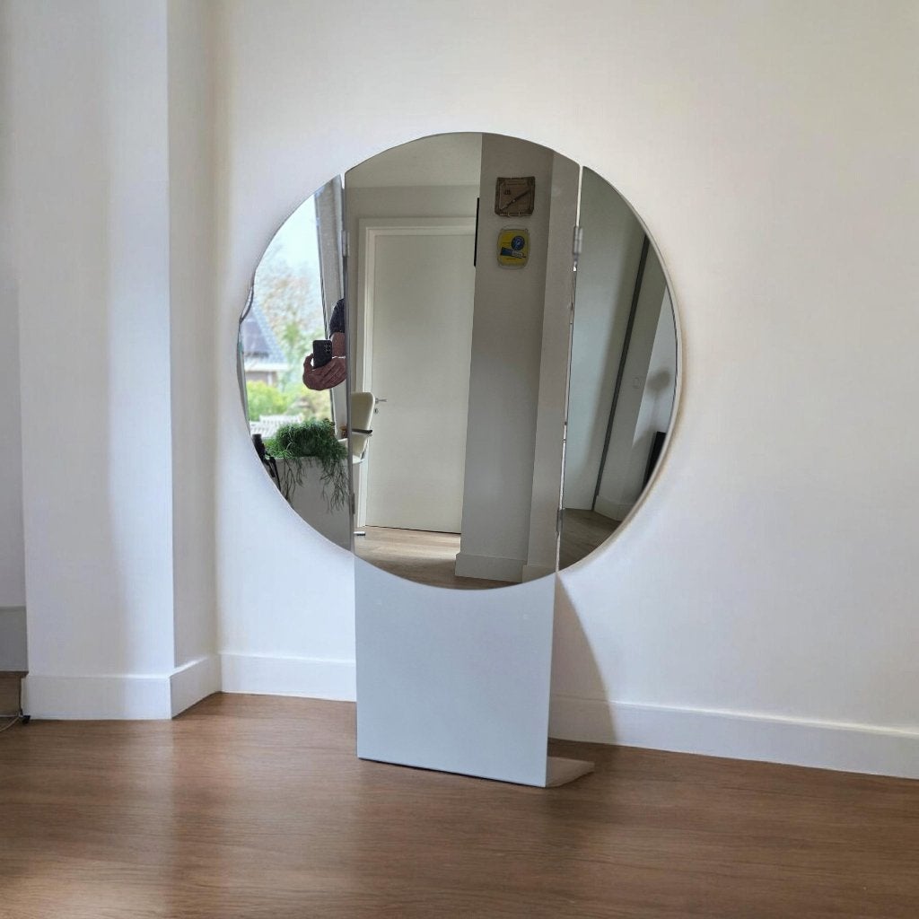 Vintage spiegel, rond 85 cm, bestaat uit 3 delen, Huis en Inrichting, Woonaccessoires | Spiegels, Ophalen, Gebruikt, Rond, 75 tot 100 cm