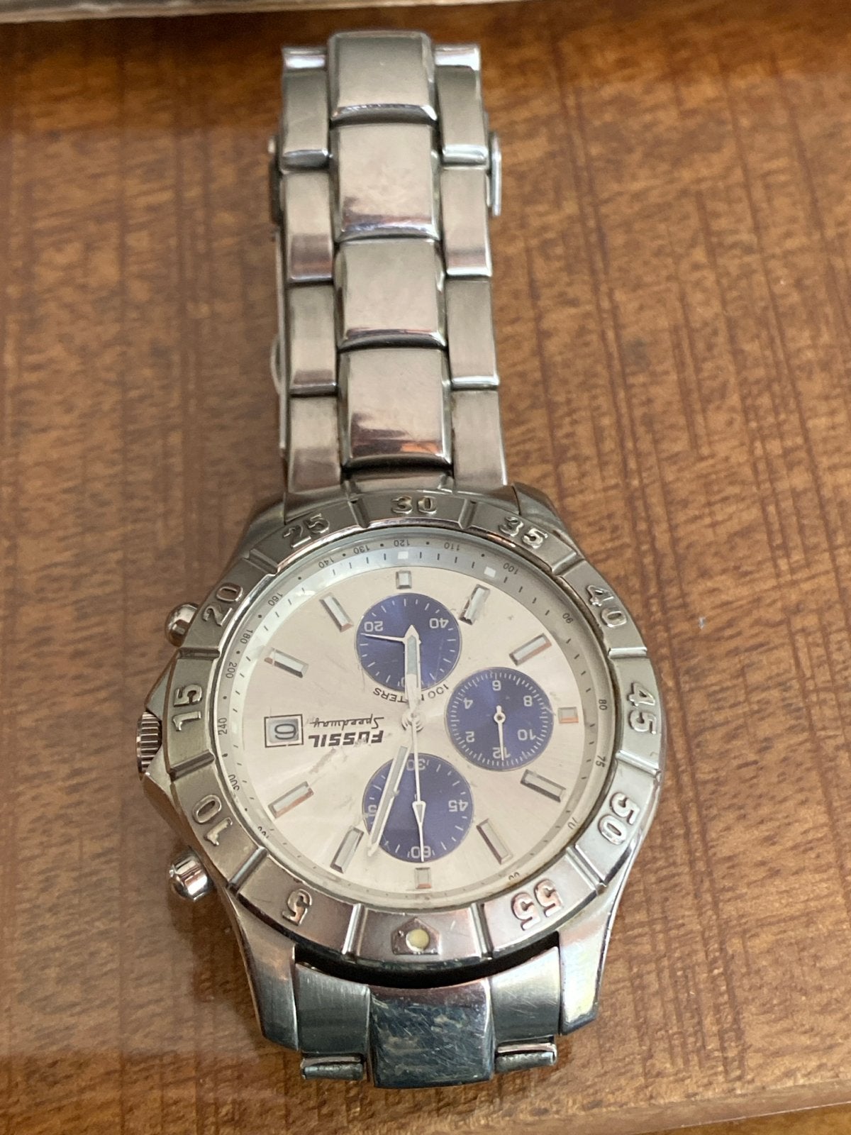 Fossil Speedway horloge - Glas beschadigd, Sieraden, Tassen en Uiterlijk, Horloges | Heren, Overige merken, Staal, Polshorloge