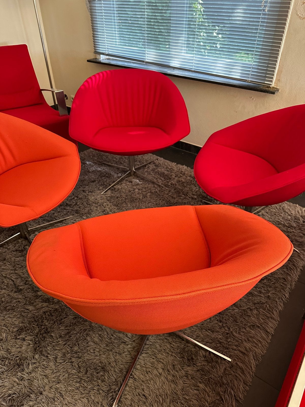 Luxe  Modern design fauteuils 2/4  rood oranje duur merk, Ophalen, Onbekend, 75 tot 100 cm, Zo goed als nieuw