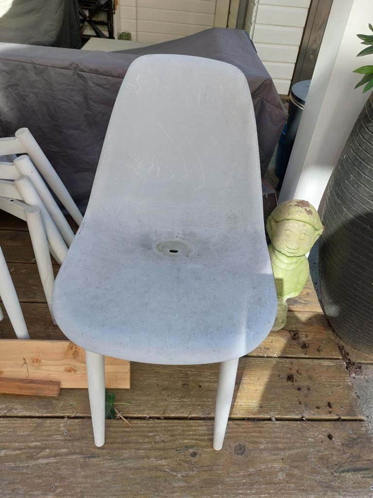 6x stabiele tuinstoel, terrasstoel grijs, lees advertentie, Tuin en Terras, Ophalen, Gebruikt, Kunststof