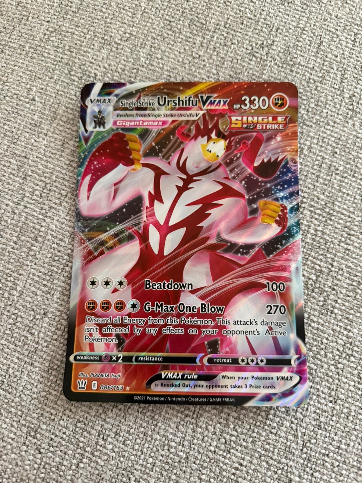 Pokemonkaart Single Strike Urshifu VMAX, Verzenden, Zo goed als nieuw, Losse kaart, Foil