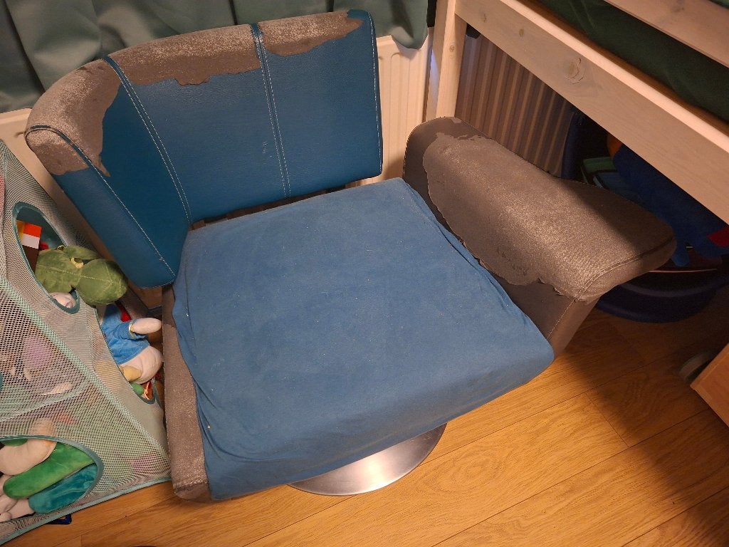 Designer stoel(moet herbekleed worden), Ophalen, Gebruikt, Blauw, Eén