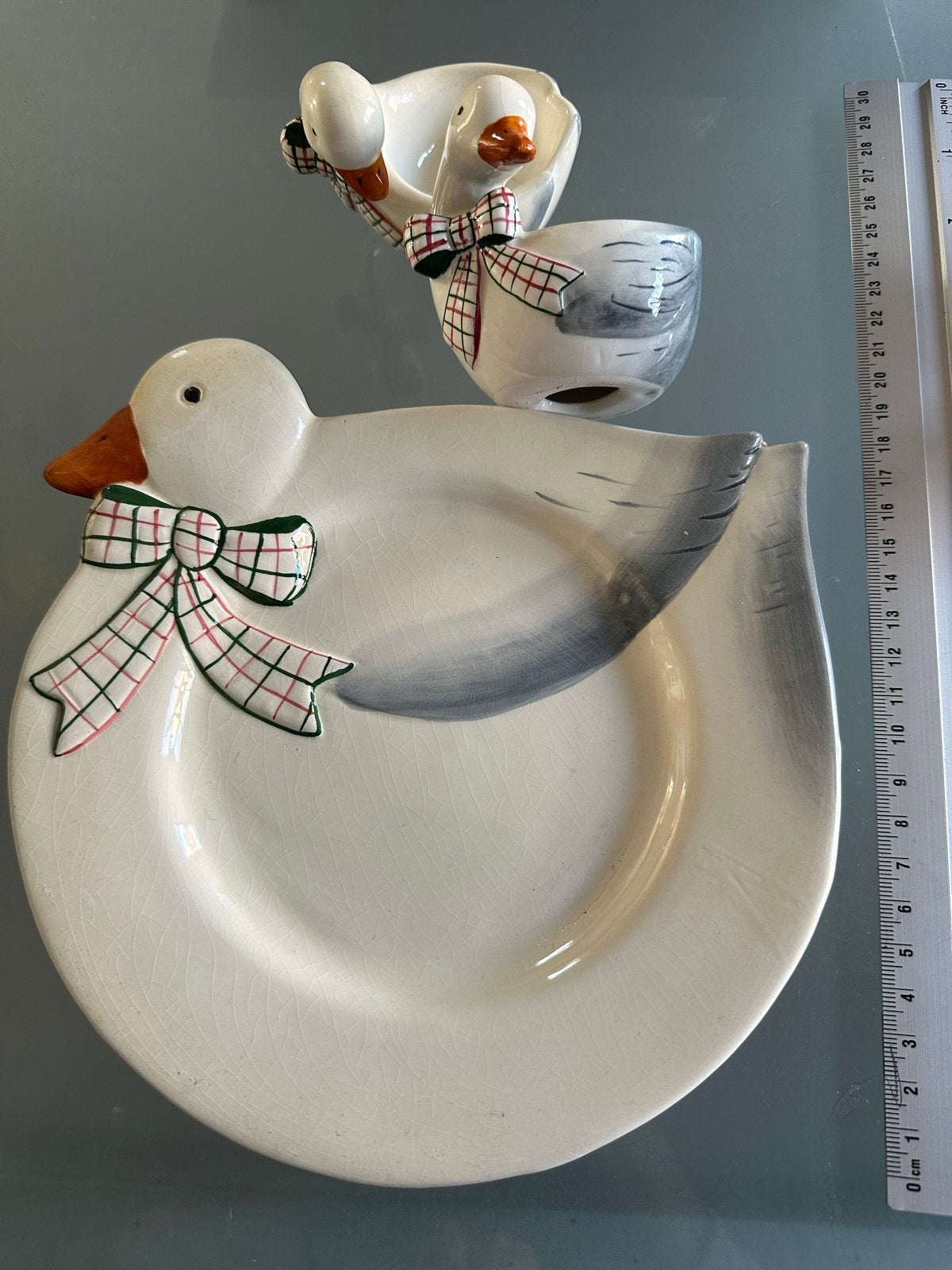 Vintage Ganzen Servies Set - Schaal en Eierdop, Antiek en Kunst, Ophalen