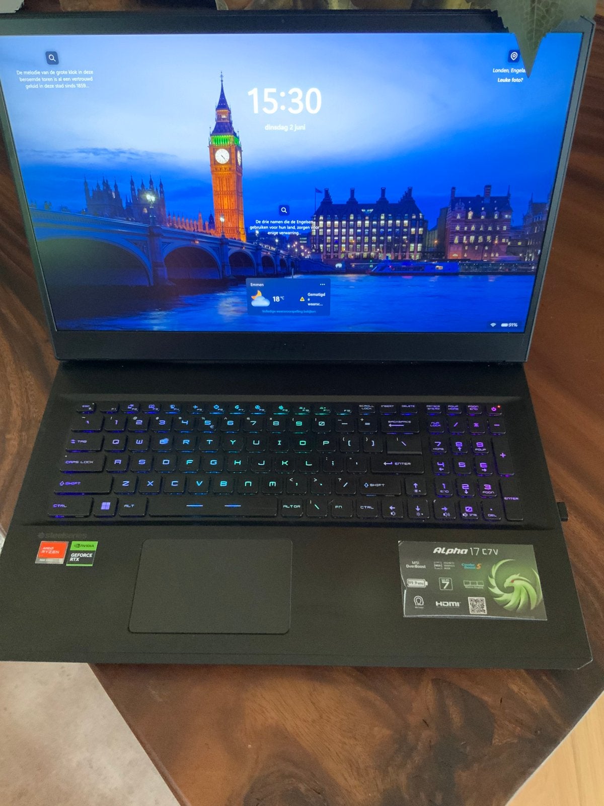MSI Alpha 17 C7VG Gaming Laptop, Ophalen, Zo goed als nieuw, Gaming, SSD