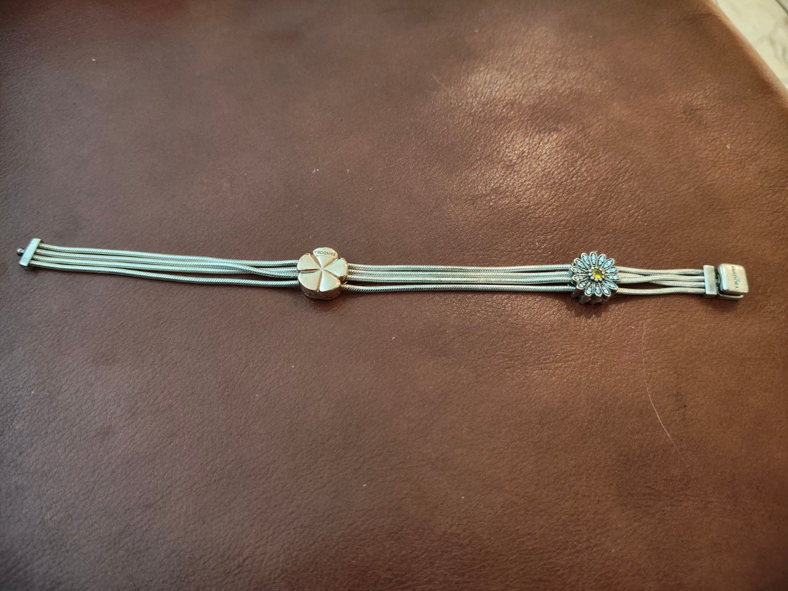 Pandora armband met clips, Ophalen, Zo goed als nieuw, Zilver, Zilver