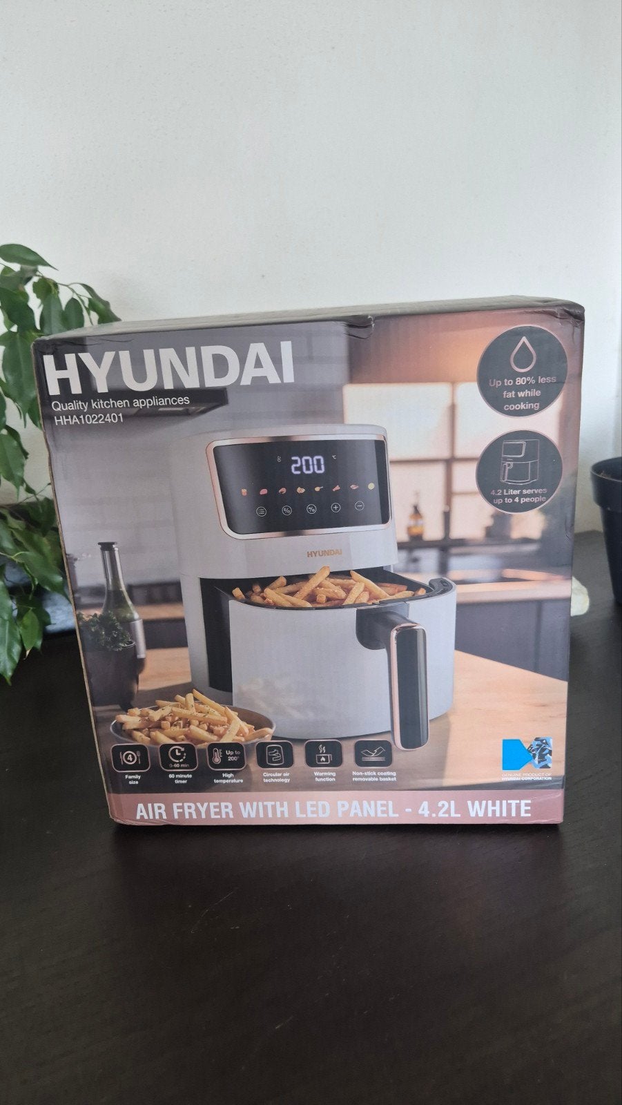Nieuwe Hyundai Airfryer met LED paneel - 4.2L Wit, Witgoed en Apparatuur, Airfryers, Ophalen of Verzenden, Nieuw, Airfryer