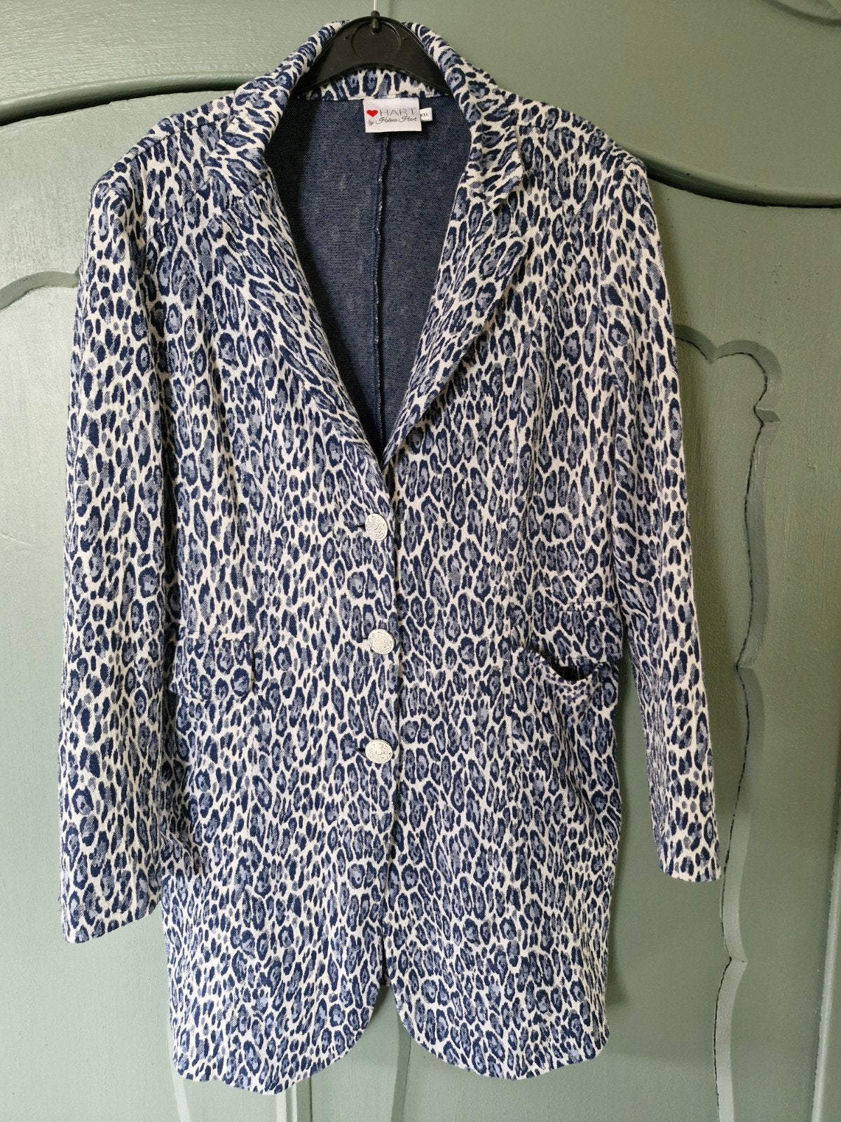 Helena hart blazer lang colbert panterprint blauw XXL 42 44, Blauw, Zo goed als nieuw, Jasje, Helena Hart