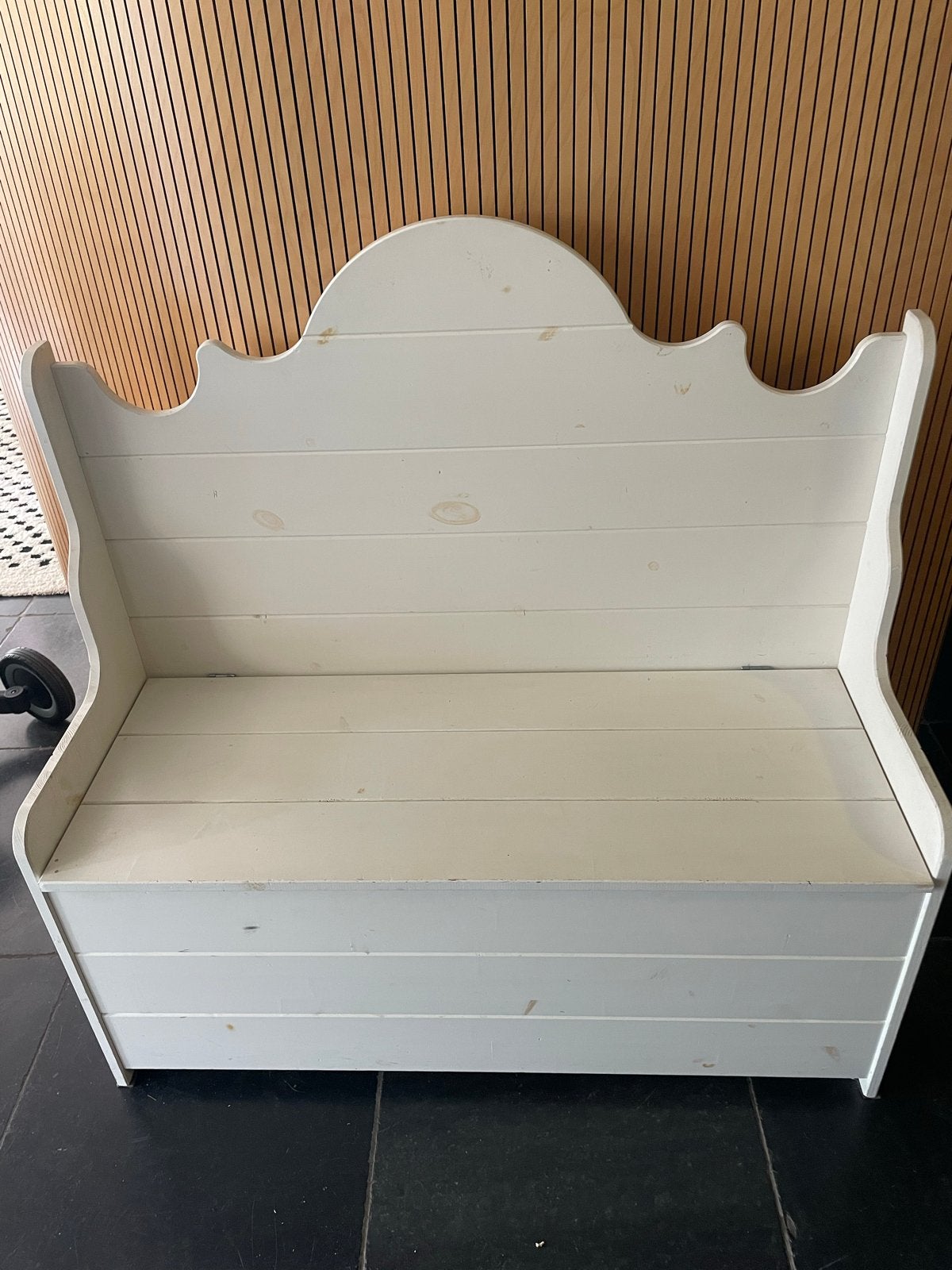 Witte houten klepbank, kinderbank met opbergruimte, Ophalen, Gebruikt, Overige typen