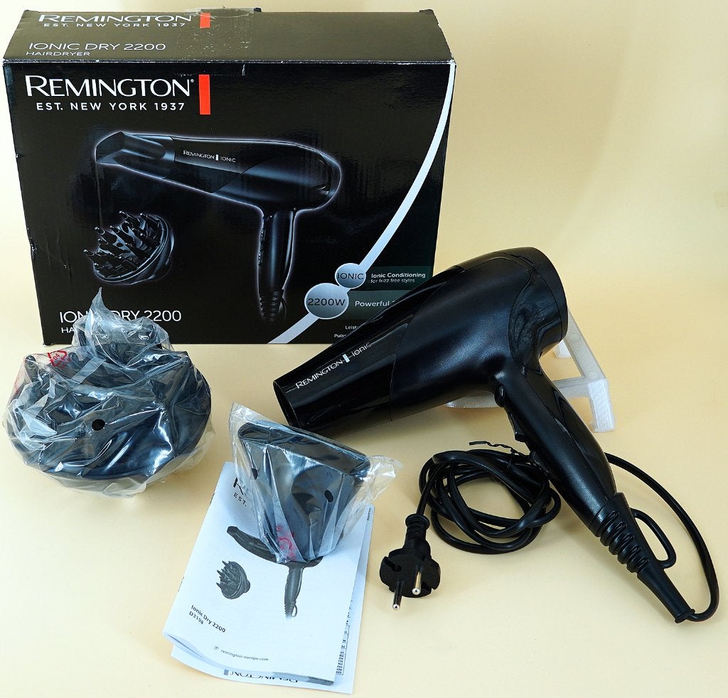 Remington Ionic Dry 2200 Föhn - Zwart – Set met Diffuser, ., Remington, Ophalen of Verzenden, Zo goed als nieuw