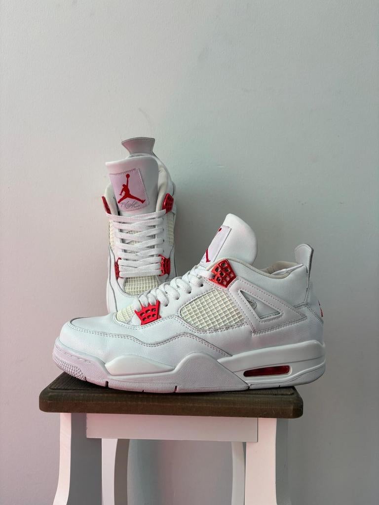 Nike Air Jordan 4 Fire Red, Wit, Ophalen of Verzenden, Nike Air Jordan, Sneakers of Gympen