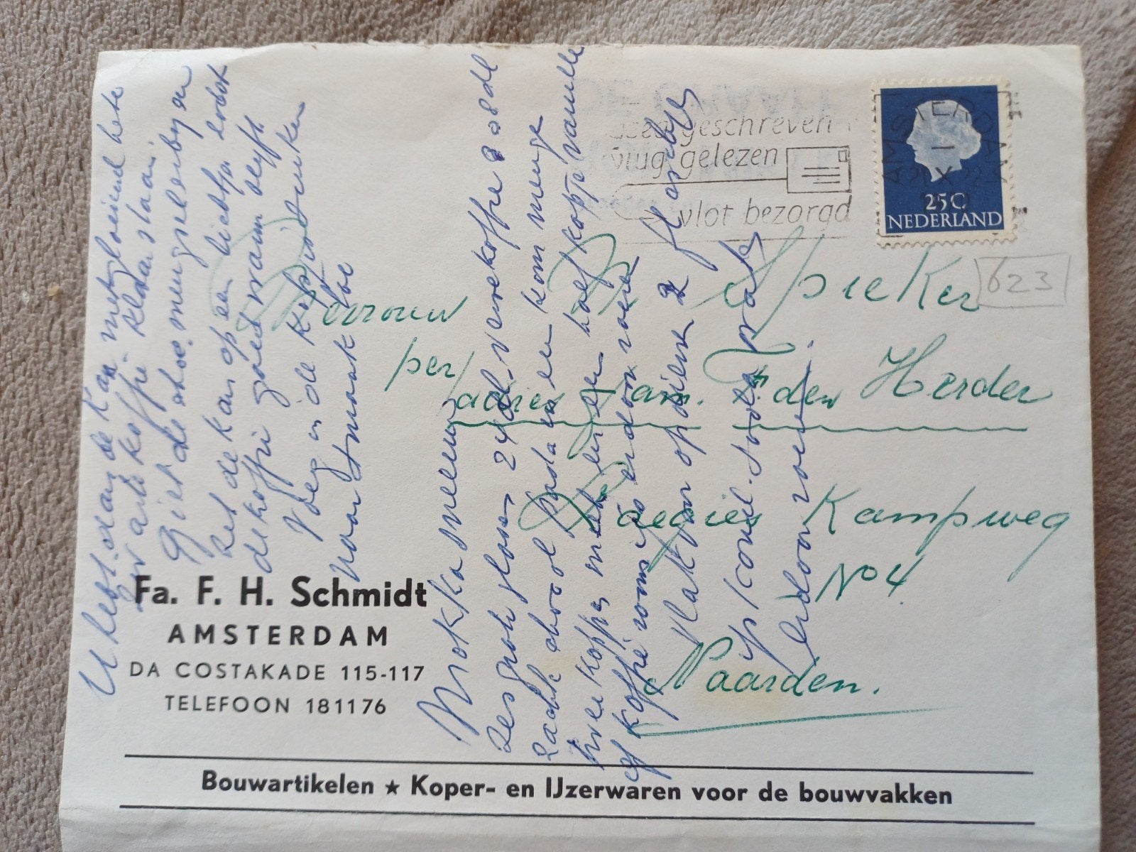 Oude ansichtkaart met recept en postzegel, Ophalen of Verzenden