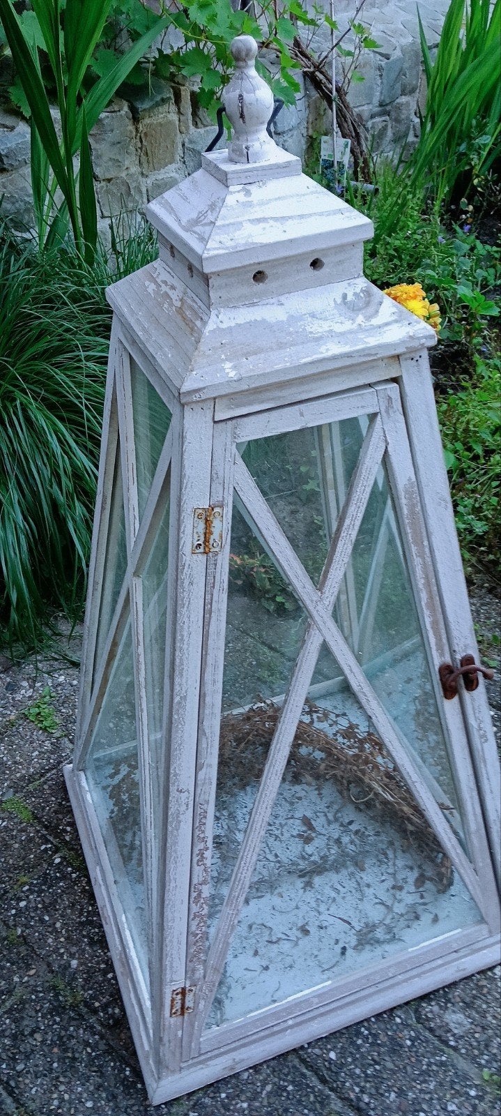 groot model Scandinavisch model windlicht kaars wit glas, Ophalen, Windlicht, 90 cm, Wit