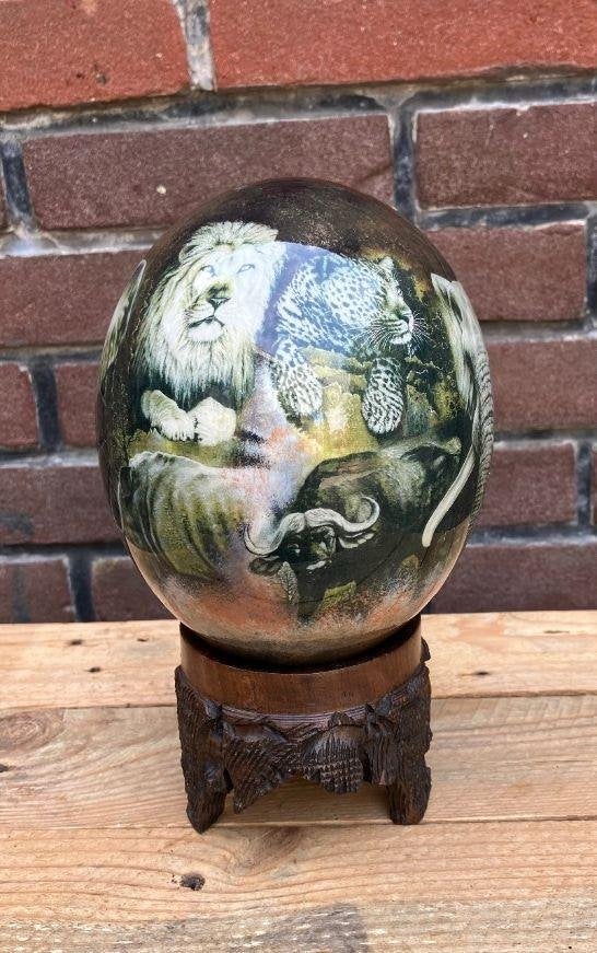 Prachtig beschilderd struisvogel ei, Ophalen of Verzenden