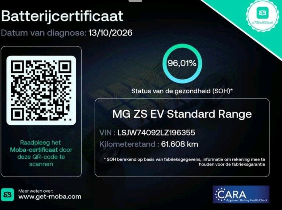 MG MG ZS EV Luxury 45 kWh 96% SOH PANORAMADAK|CAMERA|STOELVE, Auto's, Dealer onderhouden, Gebruikt, Zwart, 1507 kg