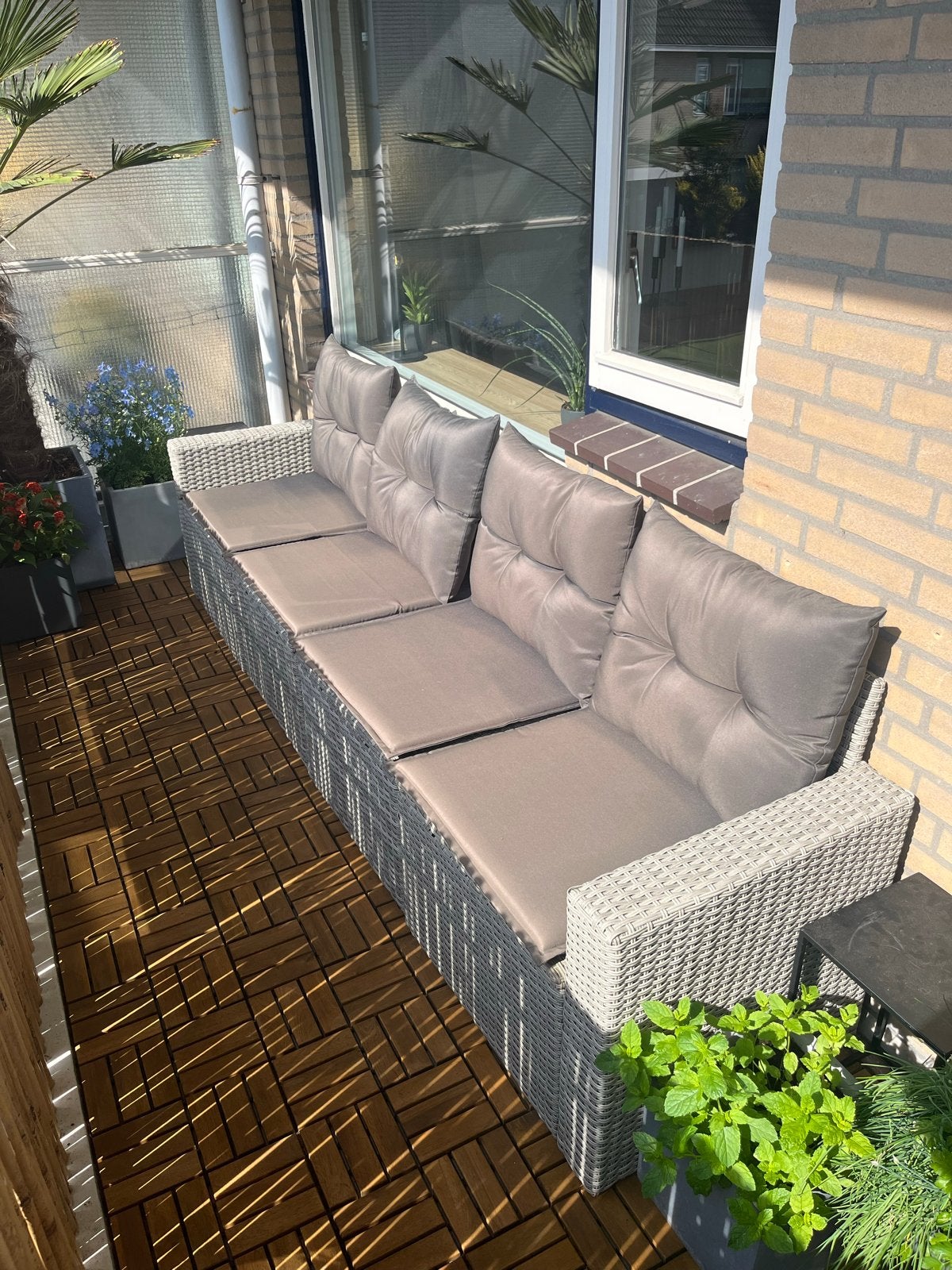 Loungeset met kussens (VidaXL, 5-delig, lichtgrijs), Tuin en Terras, Ophalen, Zo goed als nieuw, Loungeset, Bank