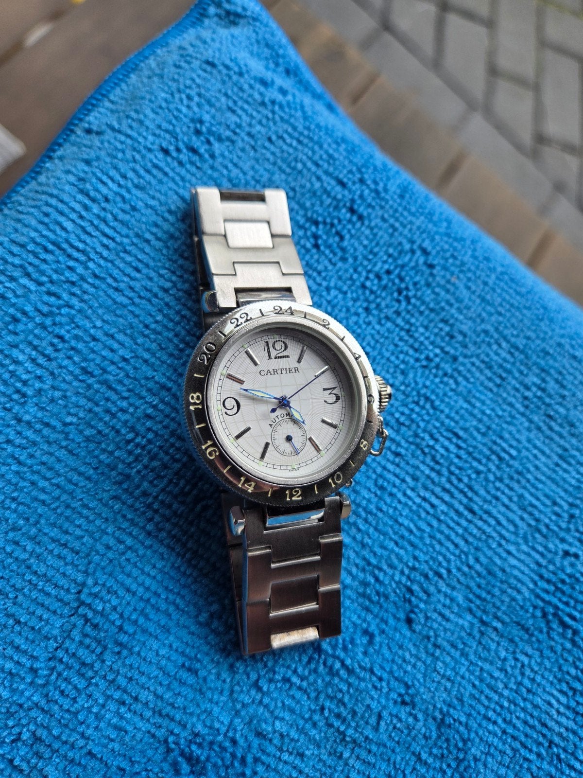 Cartier Pasha GMT Origineel met Werk, Ophalen of Verzenden, Leer, Overige merken