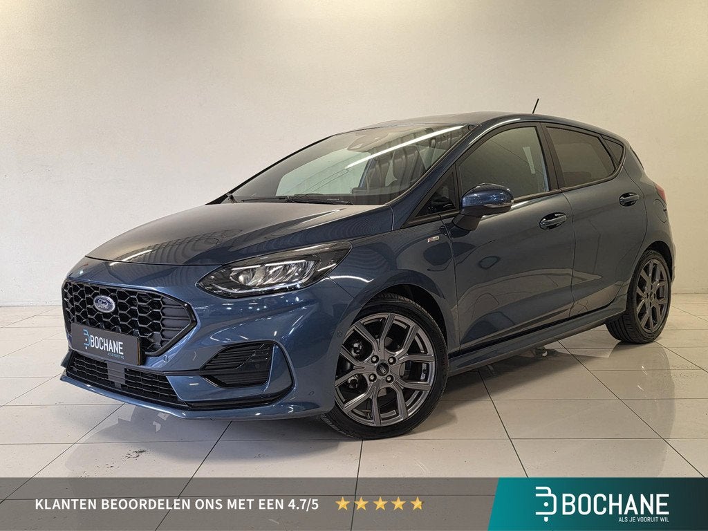 Ford Fiesta 1.0 EcoBoost Hybrid ST-Line X | Pack Winter | B&, Voorwielaandrijving, Gebruikt, Met garantie (alle), Blauw