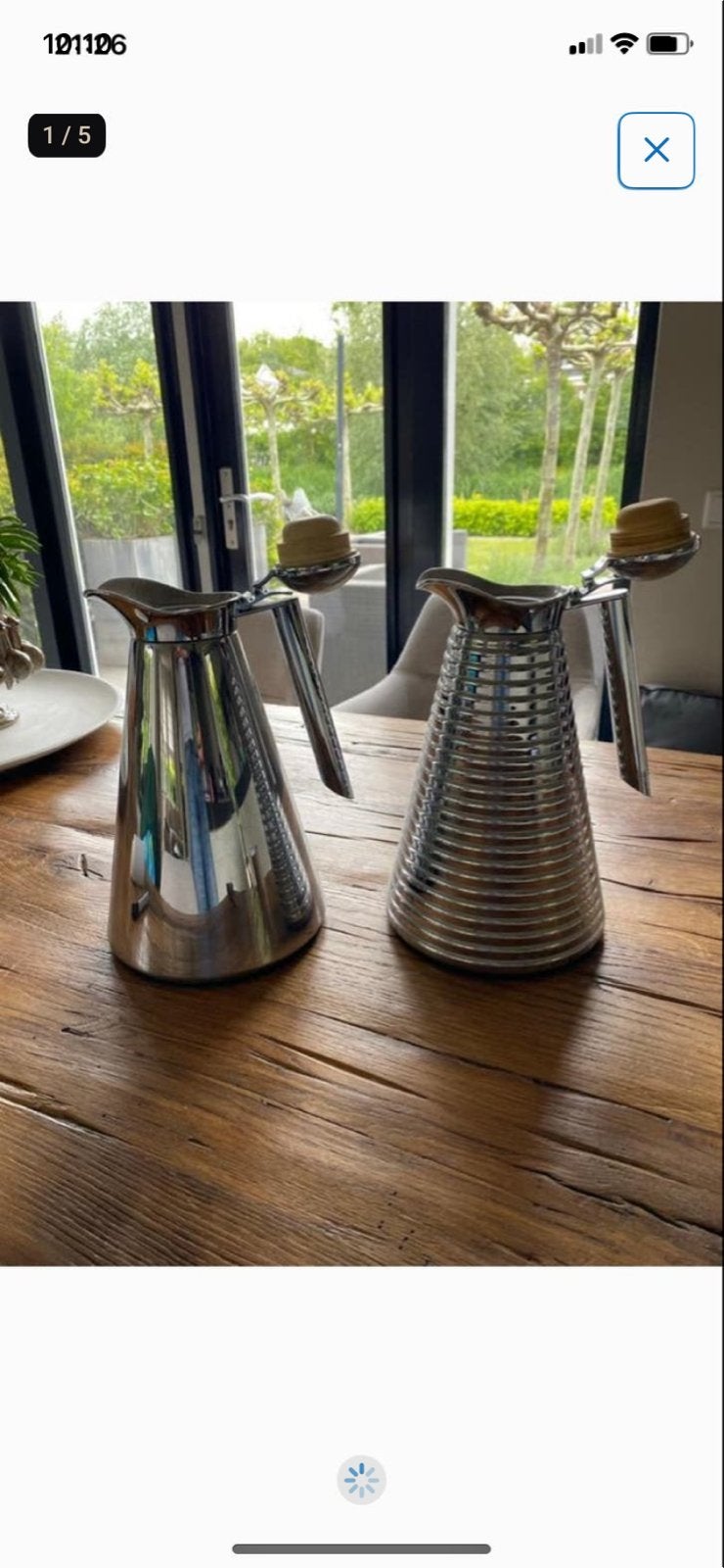 Set van 2 Alfi Thermoskannen: Glad en Geribbeld Design, Overige typen, Zilver, Ophalen of Verzenden, Zo goed als nieuw