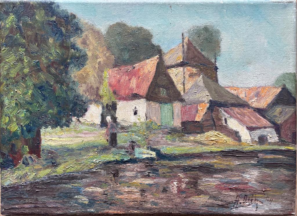 Landschap op doek uit 1949, Ophalen of Verzenden