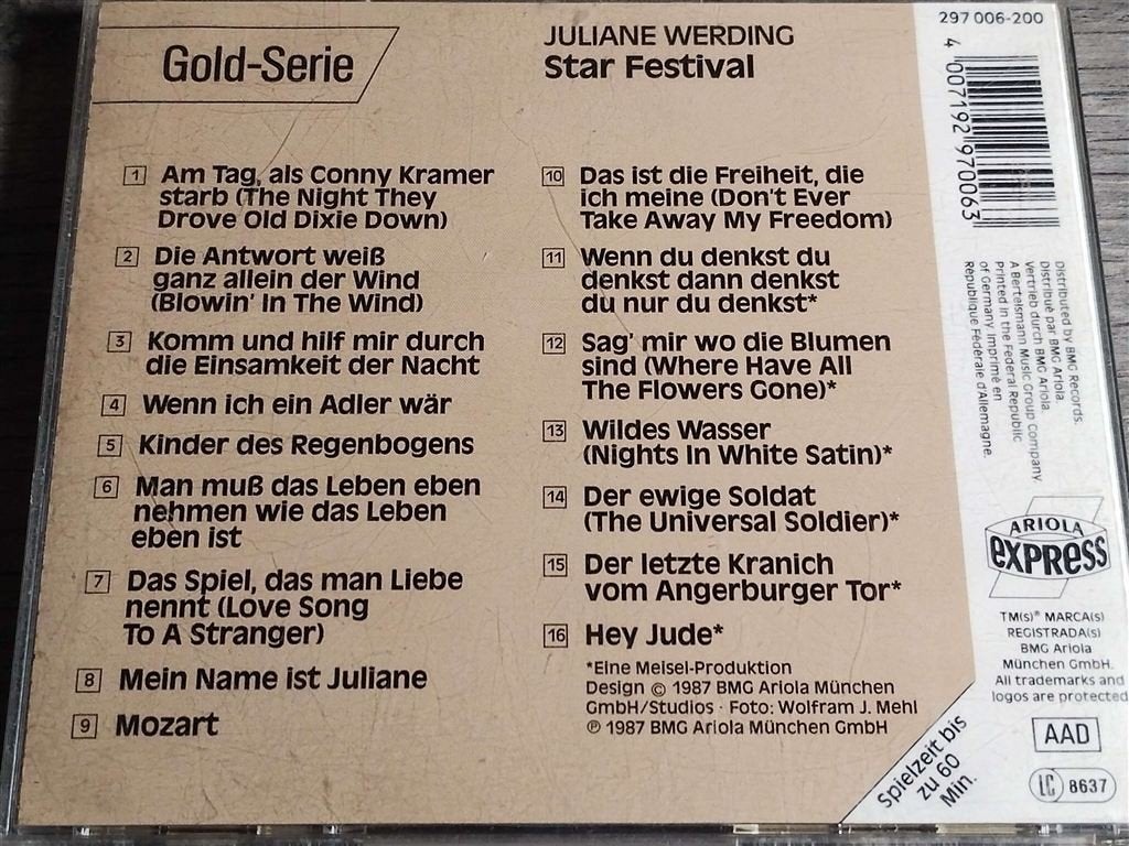 Juliane Werding - Star Festival, Cd's en Dvd's, Cd's | Schlagers, Ophalen of Verzenden, Zo goed als nieuw
