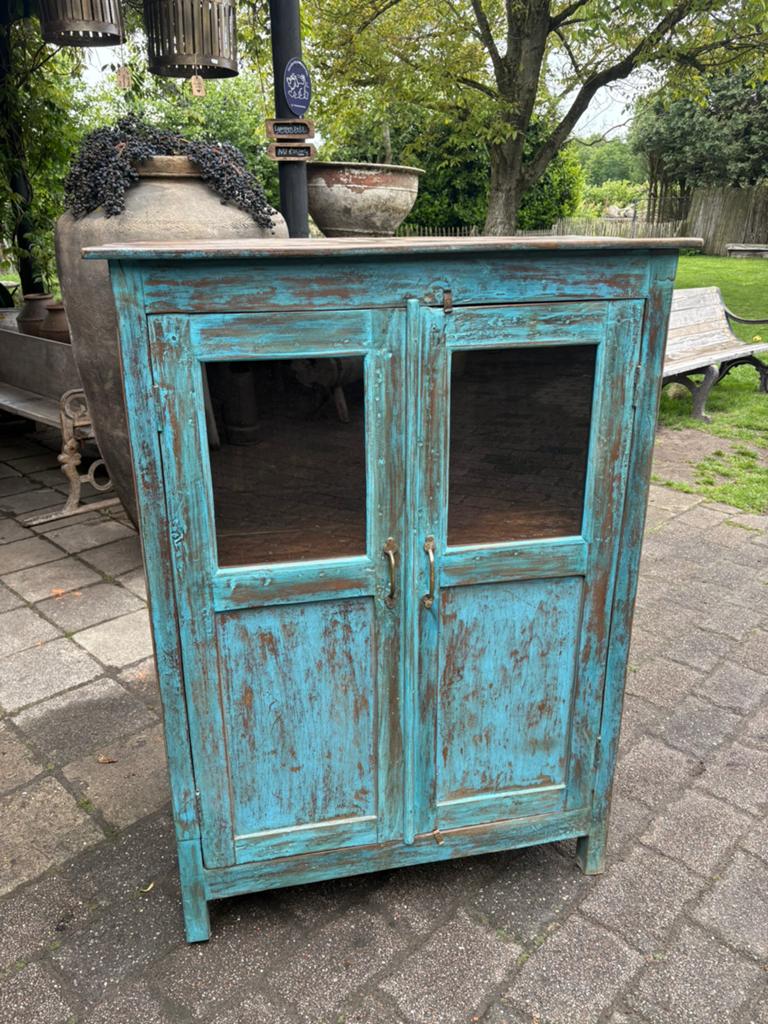 Stoere oude kast uit India, Ophalen, 100 tot 150 cm, Teakhout, Minder dan 150 cm