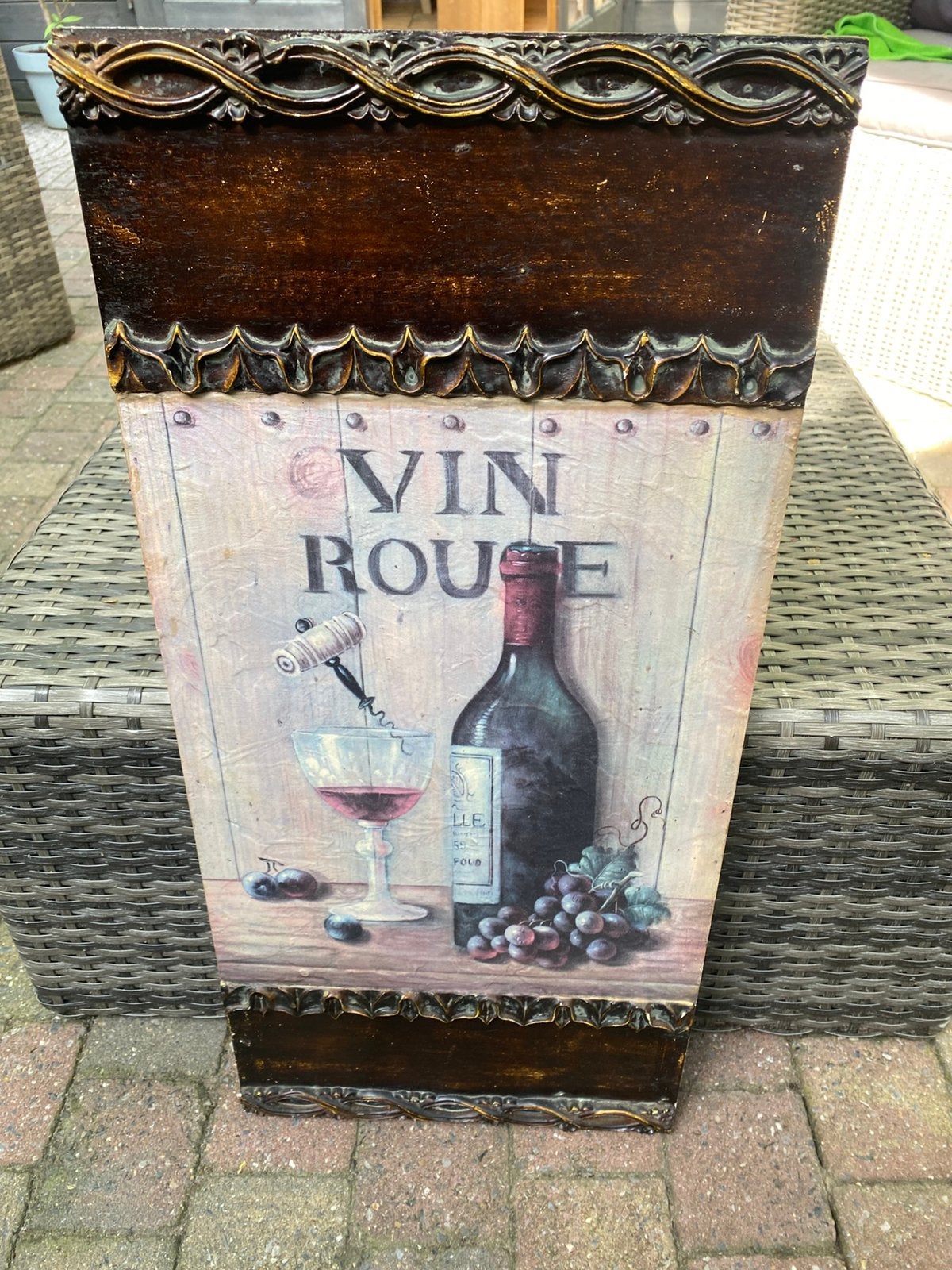 Brocante Schilderij Vin Rouge, Ophalen of Verzenden
