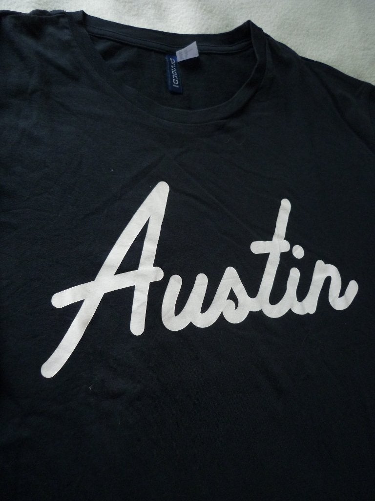 H&M Austin maat XL donkerblauw shirt met witte letters, Blauw, Maat 56/58 (XL), Ophalen of Verzenden, H&M