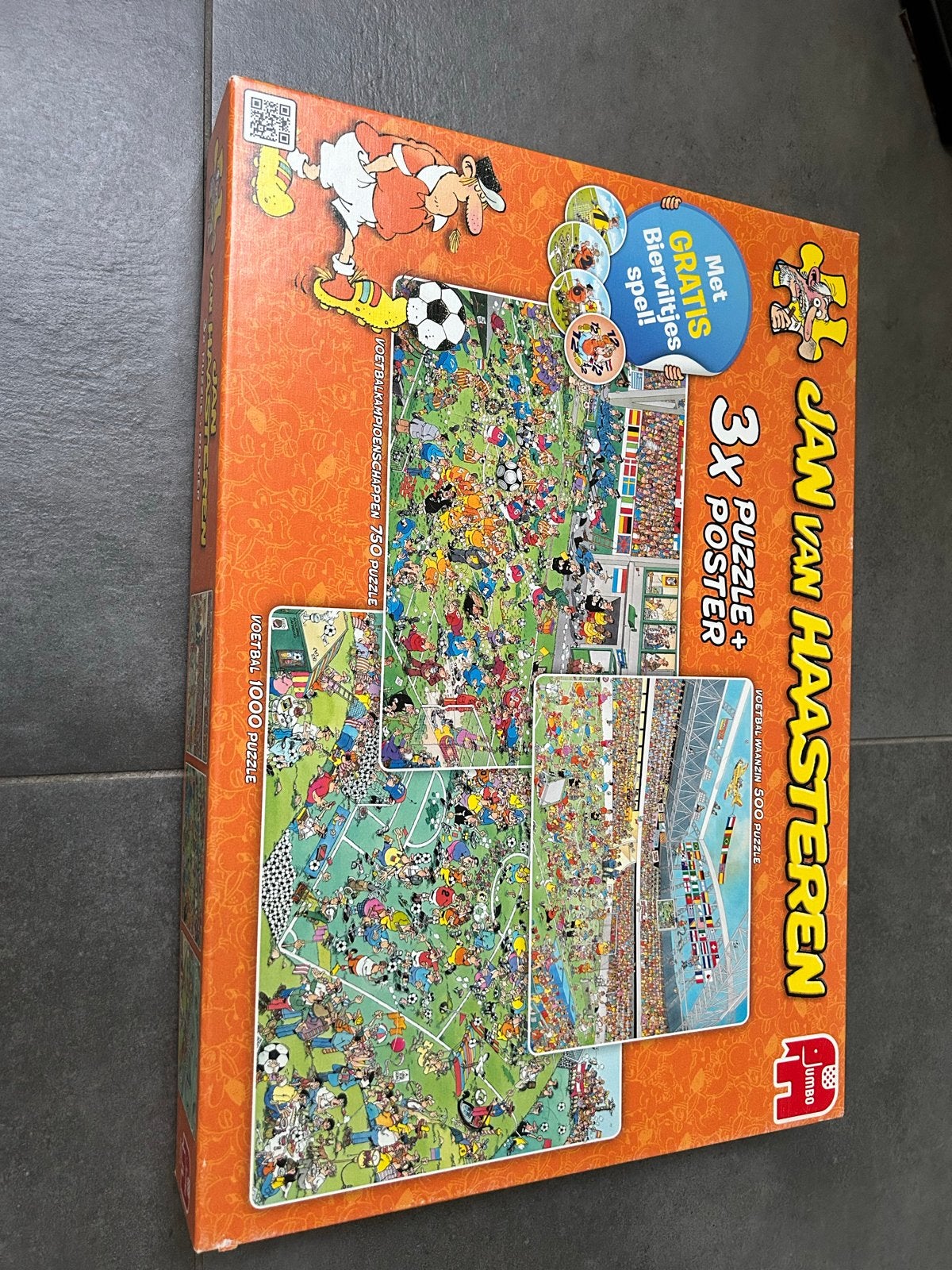 Jan van Haasteren 3x puzzel + poster Voetbal, Ophalen of Verzenden, 500 t/m 1500 stukjes, Gebruikt, Legpuzzel