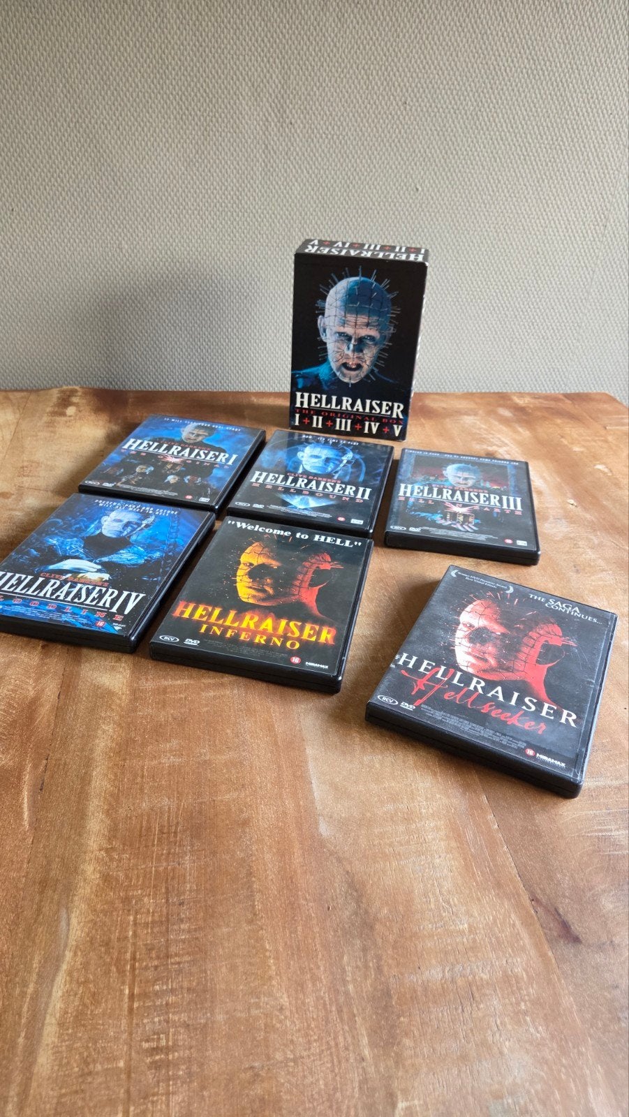 Hellraiser The Original Box I-V + Hellseeker VI – 6 DVD’s, Vanaf 16 jaar, Ophalen of Verzenden, Gebruikt, Cult