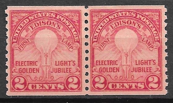 USA 1929 Edison Coil Pair postfris nette plakker zie scans, Ophalen of Verzenden, Postfris, Noord-Amerika