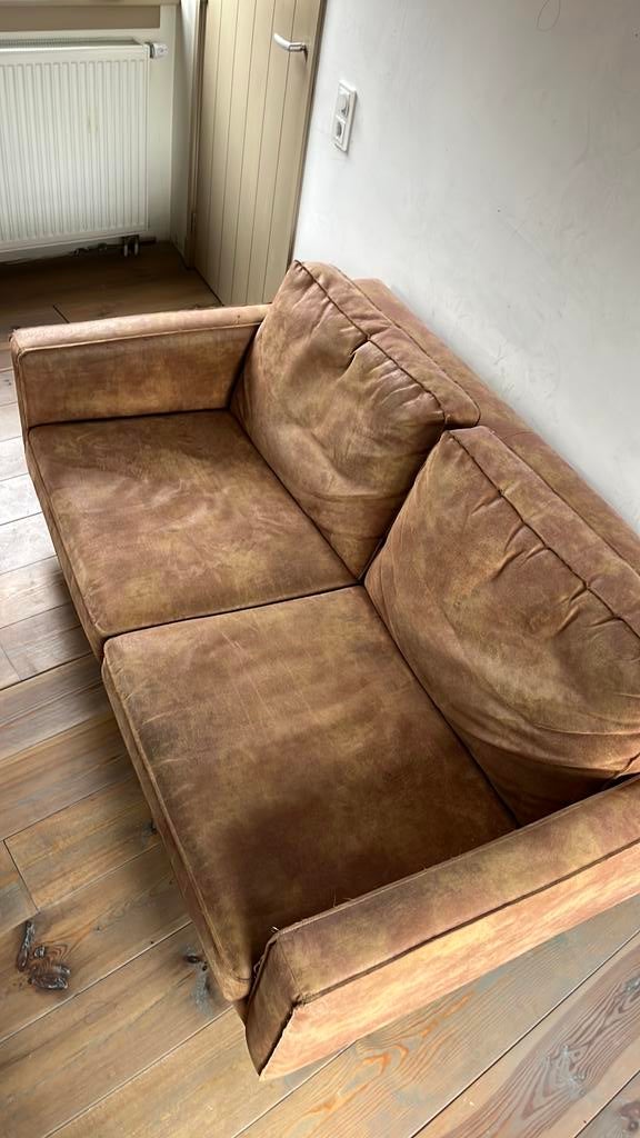 Bank 2-zits (cognac), Ophalen, Gebruikt, 150 tot 200 cm, Tweepersoons