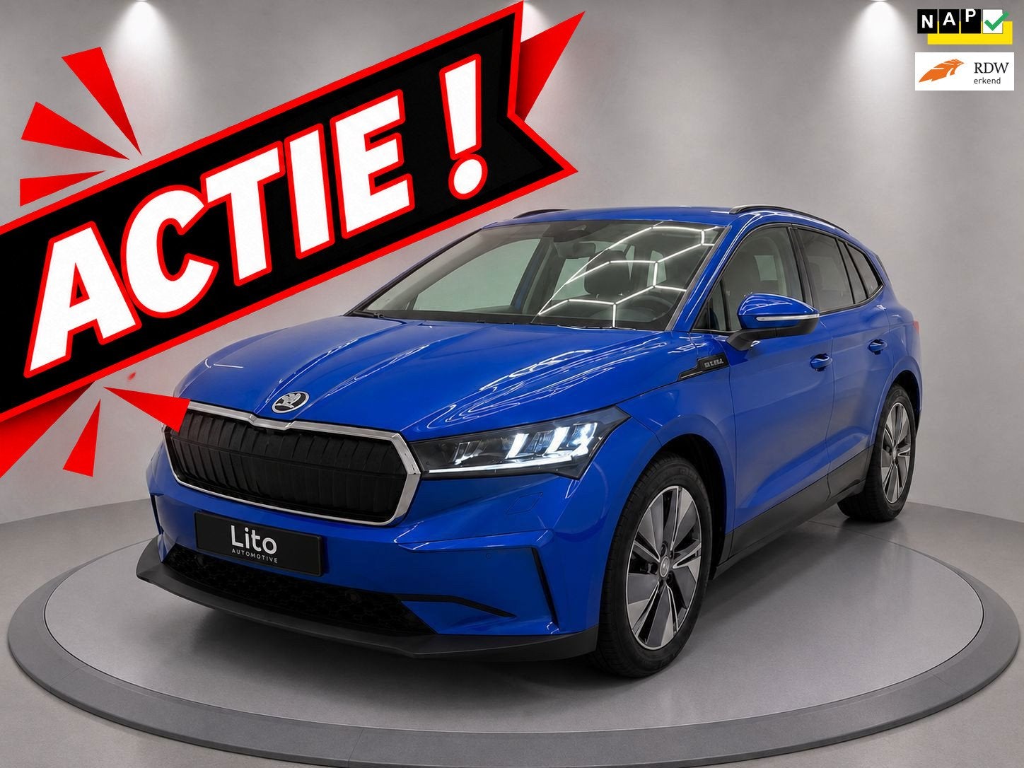 Skoda Enyaq iV 60|1/2 LEDER|AIRCO|NAVI|NL-AUTO|NAP|, Auto's, Automaat, Achterwielaandrijving, Gebruikt, Origineel Nederlands