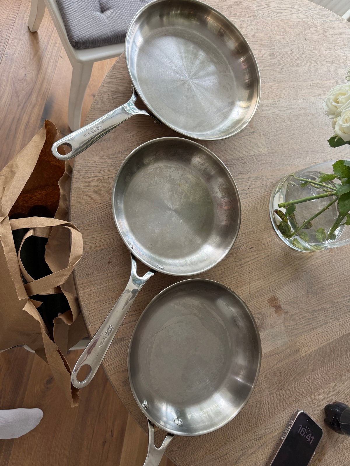 Tefal Jamie Oliver RVS Koekenpannen - Set van 3, Ophalen, Tefal, Pannenset, Zo goed als nieuw